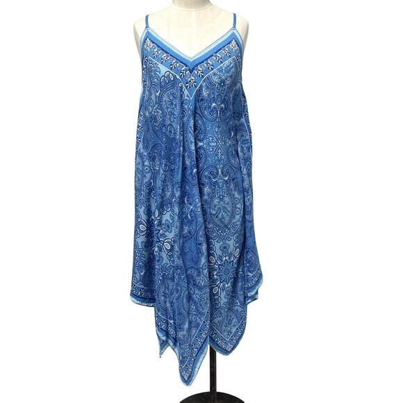 J. McLaughlin Dresses & Skirts - J.McLaughlin Blue Paisley Caprice Silk Handkerchief Dress Cover-up XS/S Small
